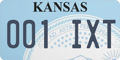 KS license plate 001IXT