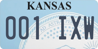 KS license plate 001IXW