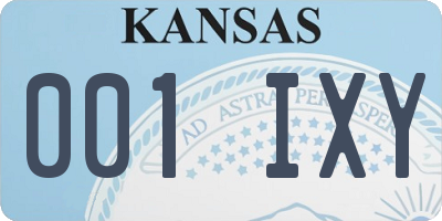 KS license plate 001IXY