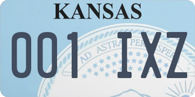 KS license plate 001IXZ