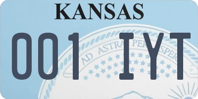 KS license plate 001IYT