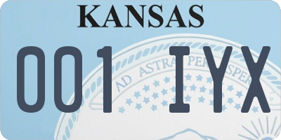 KS license plate 001IYX