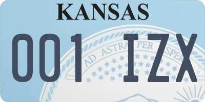 KS license plate 001IZX