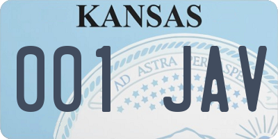 KS license plate 001JAV