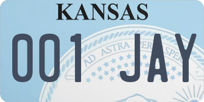 KS license plate 001JAY