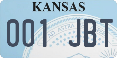 KS license plate 001JBT