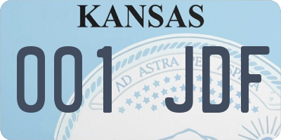 KS license plate 001JDF