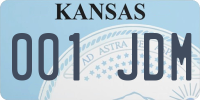 KS license plate 001JDM