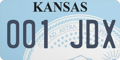 KS license plate 001JDX