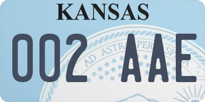 KS license plate 002AAE