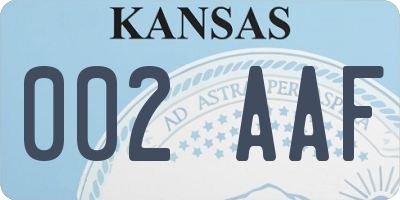 KS license plate 002AAF