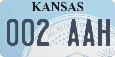 KS license plate 002AAH