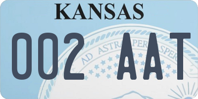 KS license plate 002AAT