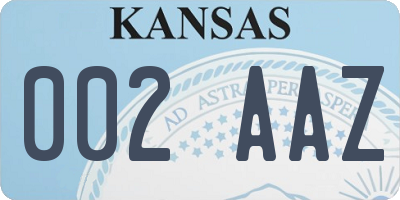 KS license plate 002AAZ