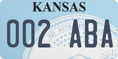 KS license plate 002ABA