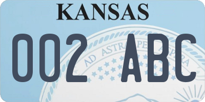KS license plate 002ABC