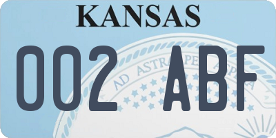 KS license plate 002ABF