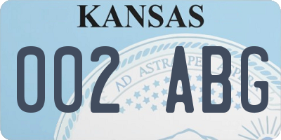 KS license plate 002ABG