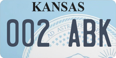 KS license plate 002ABK