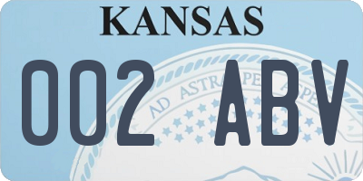 KS license plate 002ABV