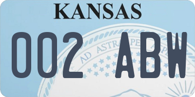 KS license plate 002ABW