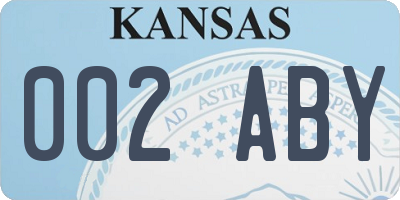 KS license plate 002ABY