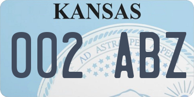 KS license plate 002ABZ