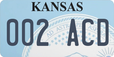 KS license plate 002ACD