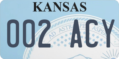 KS license plate 002ACY