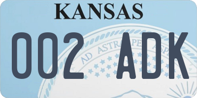 KS license plate 002ADK
