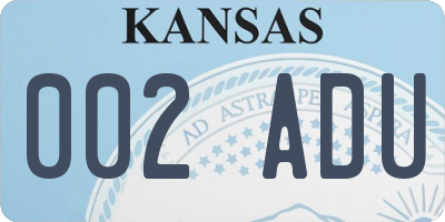 KS license plate 002ADU