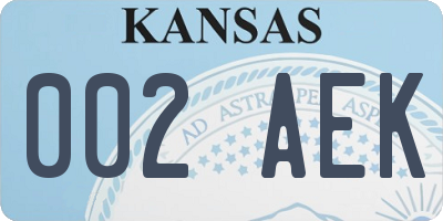 KS license plate 002AEK