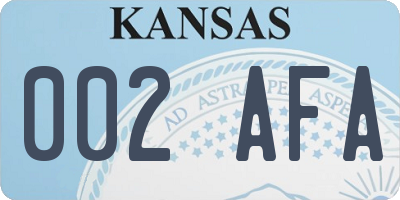 KS license plate 002AFA