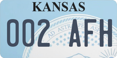 KS license plate 002AFH