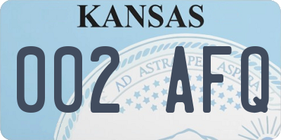 KS license plate 002AFQ