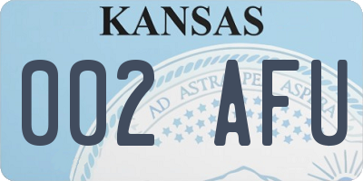 KS license plate 002AFU