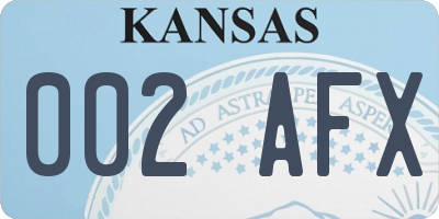KS license plate 002AFX