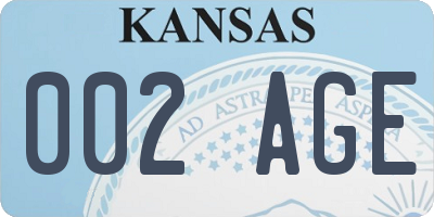 KS license plate 002AGE
