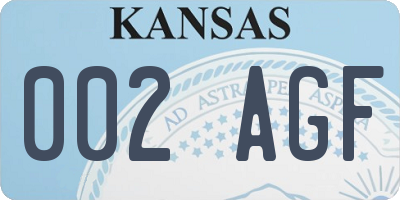KS license plate 002AGF