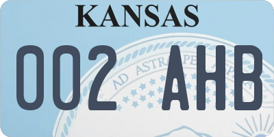 KS license plate 002AHB