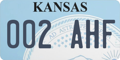 KS license plate 002AHF