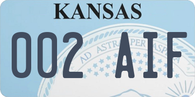 KS license plate 002AIF