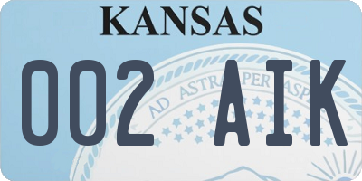 KS license plate 002AIK