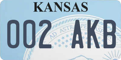 KS license plate 002AKB