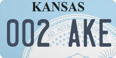 KS license plate 002AKE