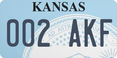 KS license plate 002AKF