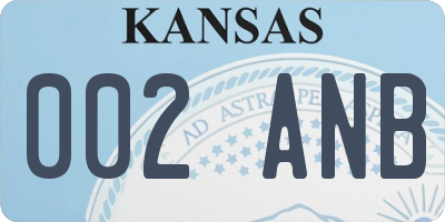KS license plate 002ANB
