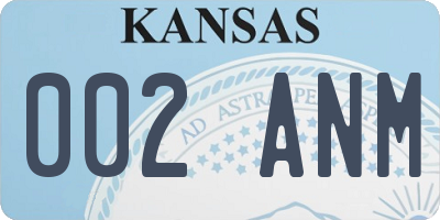 KS license plate 002ANM