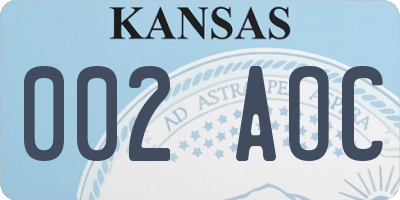 KS license plate 002AOC