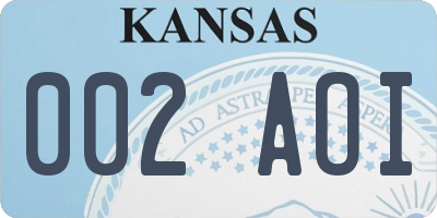 KS license plate 002AOI